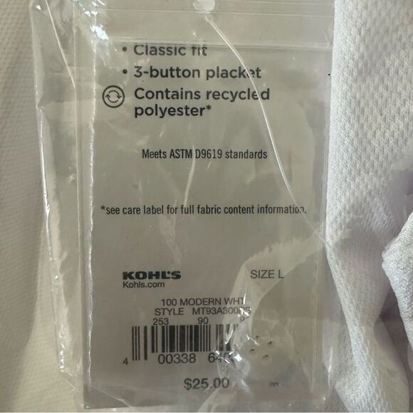 Tek Gear Men’s White Polo Shirt Classic Fit 3 Button Placket Large White - Picture 5 of 5